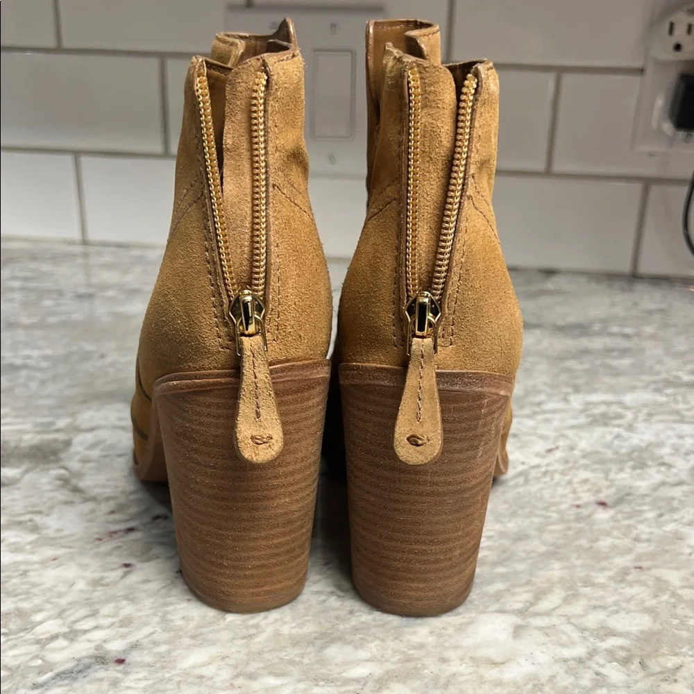 Tory Burch Women’s SabeCamel Suede Heeled Boots 9.0